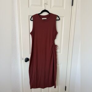 Abercrombie & Fitch Sleeveless Side cut out Brown Midi Dress